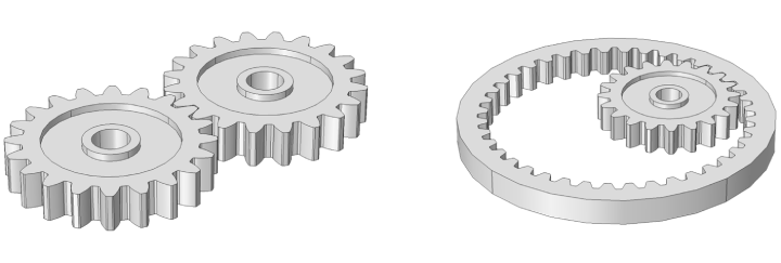 External spur gears and internal spur gears