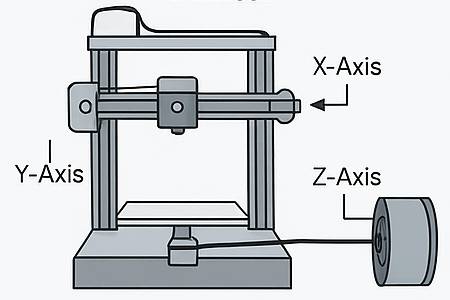 X-Axis, Y-Axis and Z-Axis of a 3D printer